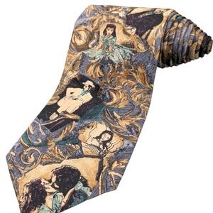 Gone With The Wind Tie 56" Vintage Morgan Hart Mens Brown Silk‎ Movie Novel 90s